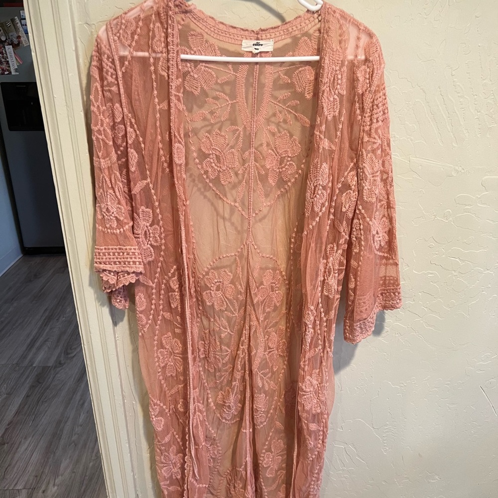 Lace duster coverup